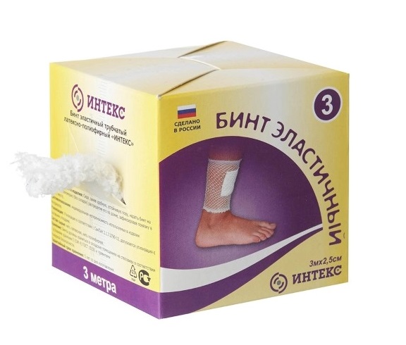 Интекс бинт эластичный трубчатый латексно-полиэфирный 3м р.3